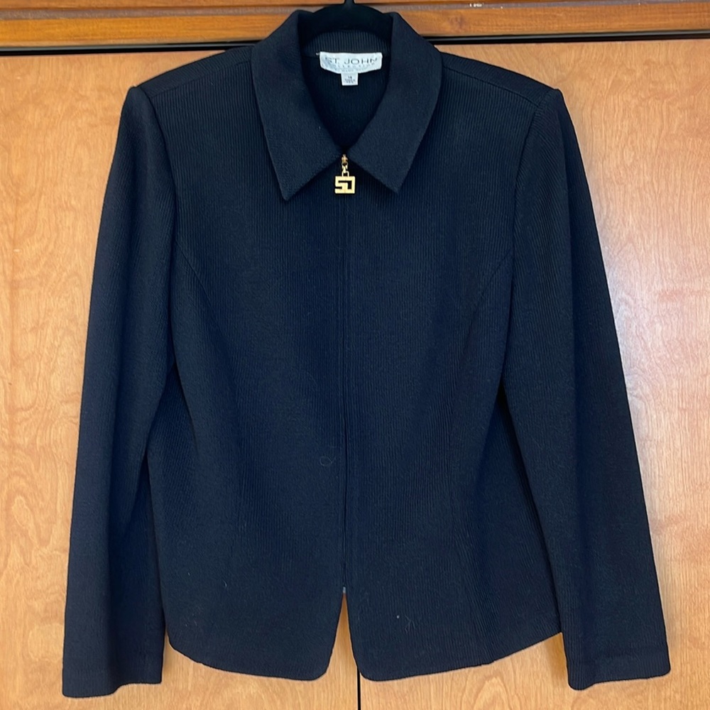 Vintage St. John Collection Marie Gray Santana Knit Forest Black 14